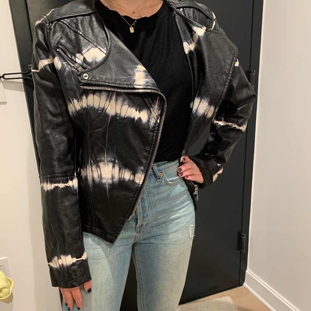 Blank NYC lightning tie dye leather jacket